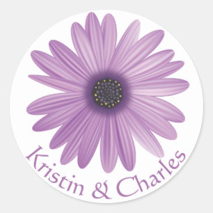 Personalisierte Blumen Violette Lavendel Gänseblüm Runder Aufkleber