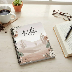 Personalisierte Blumen & Western Desert Notizblock