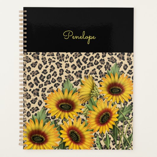 Personalisierte Blumenblumen Leopard Planer (Vorderseite)