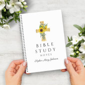 Personalisierte Blumenblumen Religiöses Kreuz Notizblock