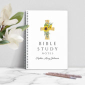 Personalisierte Blumenblumen Religiöses Kreuz Notizblock