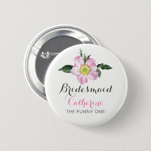 Personalisierte BlumenbridesMagd-Taste Button (Vorne & Hinten)