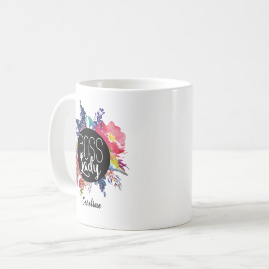 Personalisierte Blumendame Boss TASSE (Vorderseite Links)
