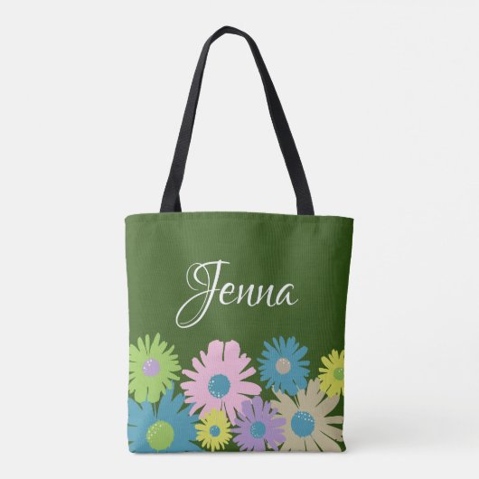 Personalisierte Blumendärme Rosa Grün Blau Tasche (Rückseite)