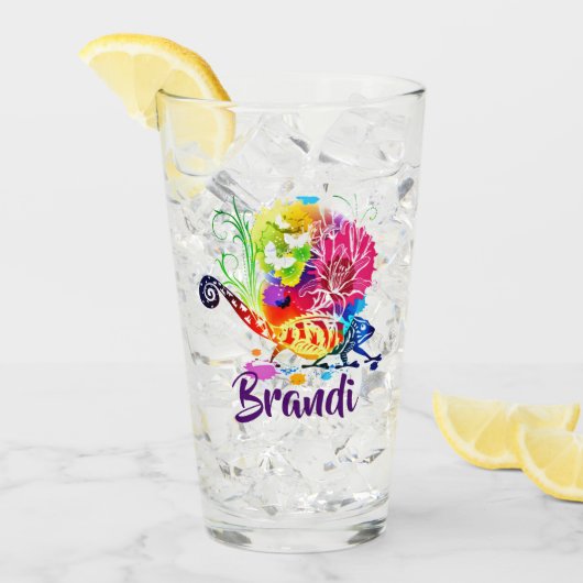 Personalisierte Blumeneidechse Glas (Vorderseite Ice)
