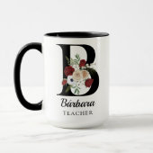 Personalisierte Blumeneinzelbuchstaben-Tasse als G Tasse (Links)