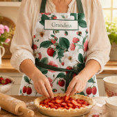 Personalisierte Blumenerdbeere Cottagecore Schürze