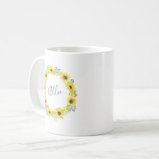 Personalisierte Blumenfelder Kaffeetasse (Vorderseite Links)