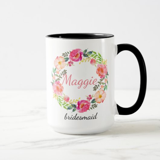 Personalisierte Blumenfrau Bridesmaid Tasse (Rechts)