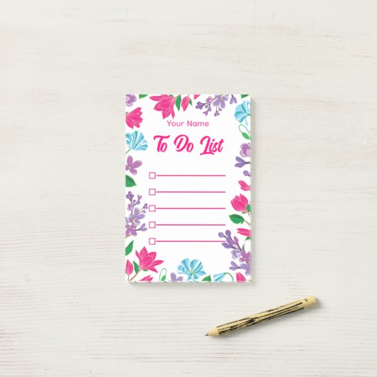 Personalisierte Blumengartengrenze Post-it Klebezettel (Auf Schreibtisch)