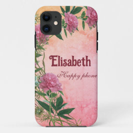 Personalisierte, blumengeschmückte, rustikale Pfir Case-Mate iPhone Hülle