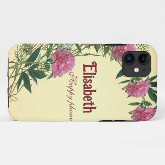 Personalisierte, blumengeschmückte, rustikale Pfir Case-Mate iPhone Hülle (Rückseite (Horizontal))