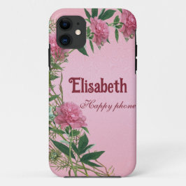 Personalisierte, blumengeschmückte, rustikale Pfir Case-Mate iPhone Hülle