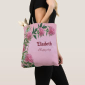 Personalisierte, blumengeschmückte, rustikale Pfir Tasche (Von Nahem)