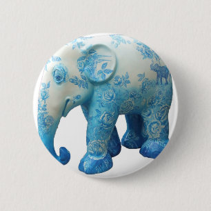 Personalisierte Blumengestaltung Rosen Reben Blau Button