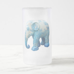 Personalisierte Blumengestaltung Rosen Reben Blau Mattglas Bierglas