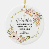 Personalisierte Blumengodmutterschmuck Keramik Ornament (Vorne)