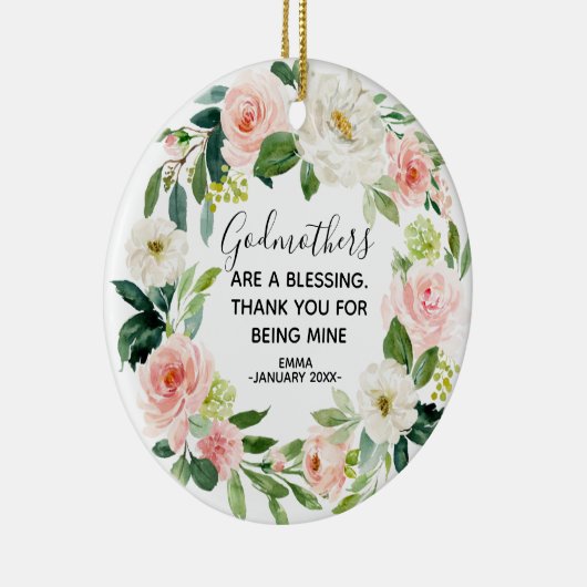 Personalisierte Blumengodmutterschmuck Keramik Ornament (Rechts)