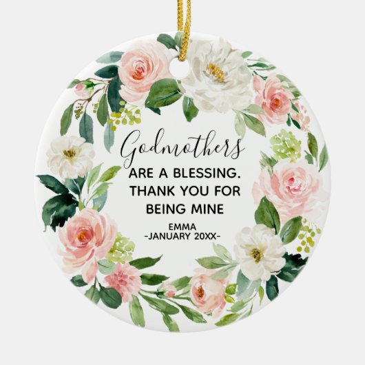 Personalisierte Blumengodmutterschmuck Keramik Ornament (Vorne)