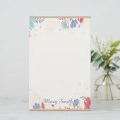 Personalisierte Blumengrenze Briefpapier (Stehend Vorderseite)