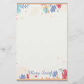 Personalisierte Blumengrenze Briefpapier (Vorderseite)
