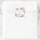 Personalisierte Blumenhandgefertigt mit Liebe Quadratischer Aufkleber (Tasche)