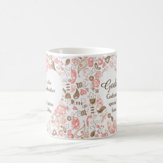 Personalisierte Blumenherz-Patin Kaffeetasse (Mittel)