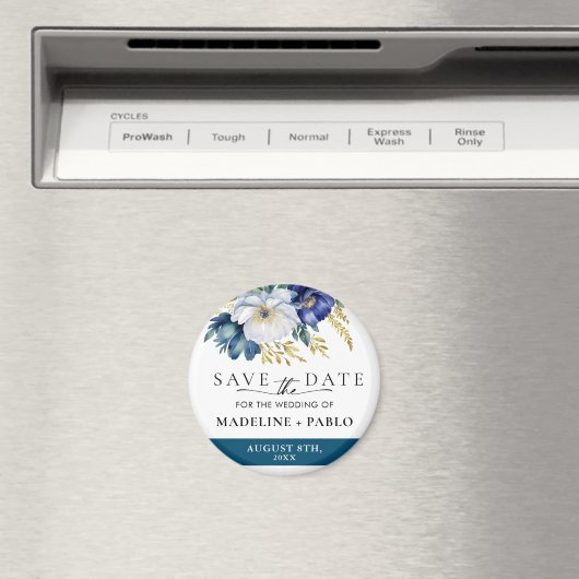 Personalisierte Blumenhochzeit Das Datumsmagazin s Magnet (In Situ (Geschirrspüler))