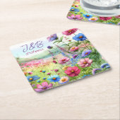 Personalisierte Blumenhochzeit Personalisiert Rechteckiger Pappuntersetzer (angewinkelt)