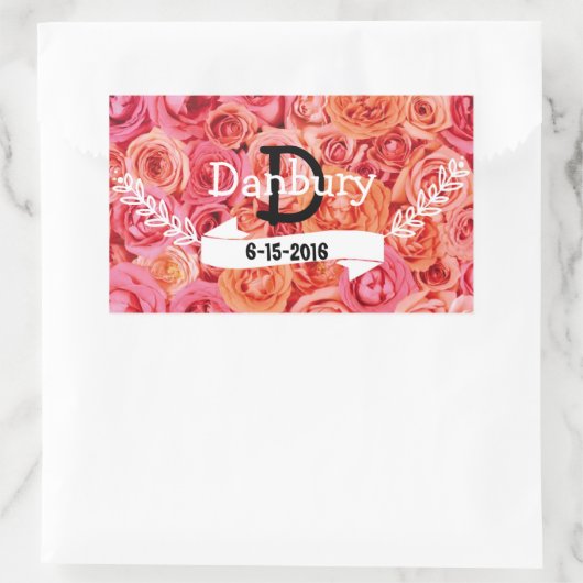 Personalisierte Blumenhochzeit Rechteckiger Aufkleber (Tasche)