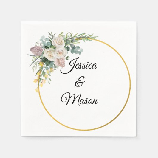 Personalisierte Blumenhochzeit Serviette (Vorderseite)