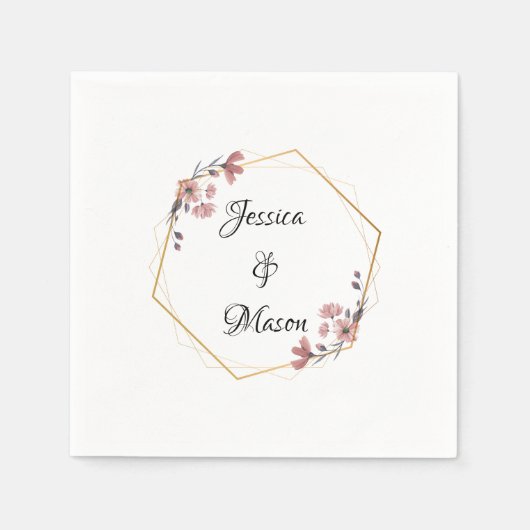 Personalisierte Blumenhochzeit Serviette (Vorderseite)