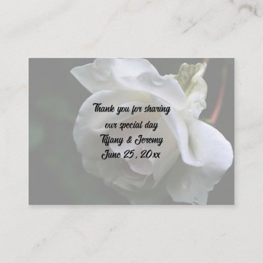 Personalisierte Blumenhochzeit von White Rose Platzkarte (Rückseite)