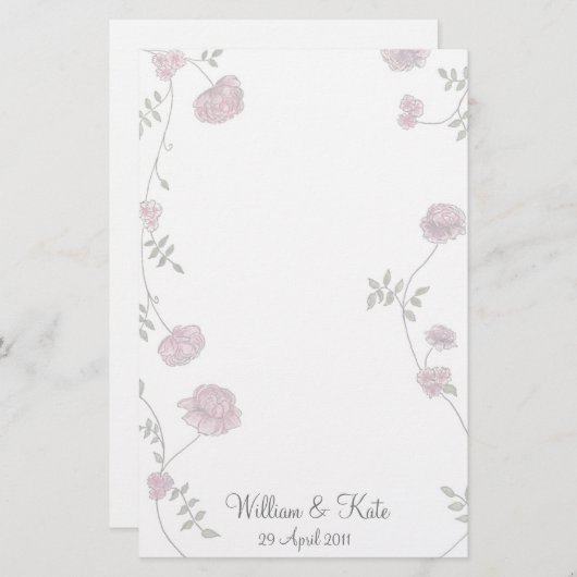 Personalisierte Blumenhochzeitkunde Briefpapier (Vorne/Hinten)