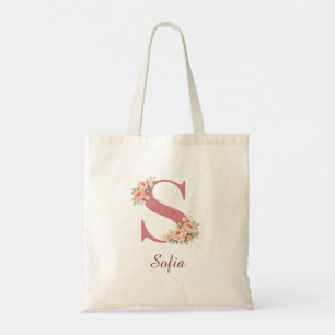 Personalisierte Blumeninitial-Tasche mit Buchstabe Tragetasche