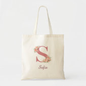 Personalisierte Blumeninitial-Tasche mit Buchstabe Tragetasche (Vorne)