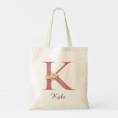 Personalisierte Blumeninitiale K Tote Bag Tragetasche (Rückseite)