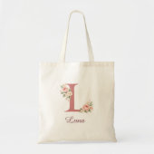 Personalisierte Blumeninitiale L Monogramm-Tasche Tragetasche (Vorne)
