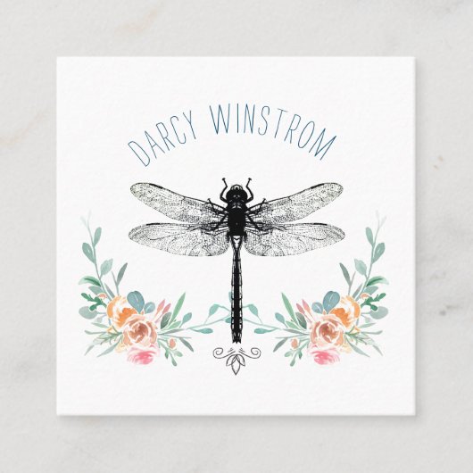 Personalisierte Blumenkarte für die Drachenfliege Telefonnummerkarte (Vorderseite)