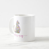 Personalisierte Blumenkatze Kitty Kaffeetasse (Vorderseite Links)