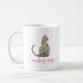Personalisierte Blumenkatze Kitty Kaffeetasse (Links)