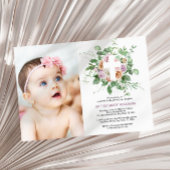 Personalisierte Blumenkreuz Foto Taufe Einladung