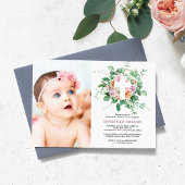 Personalisierte Blumenkreuz Foto Taufe Einladung