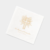 Personalisierte Blumenkreuz Goldfels Taufe Napkin Servietten Mit Folie (Links)