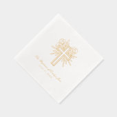 Personalisierte Blumenkreuz Goldfels Taufe Napkin Servietten Mit Folie (Rechts)