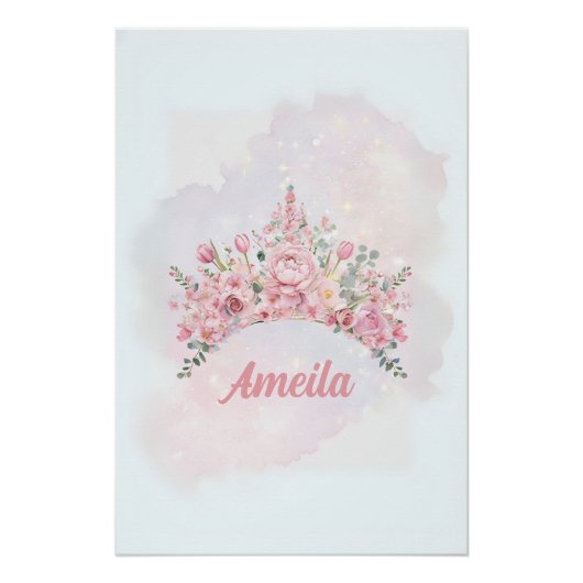Personalisierte Blumenkrone, Kinderzimmer Art Poster (Vorderseite)