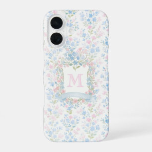 Personalisierte Blumenmonogramm-Handyhülle iPhone 16 Hülle