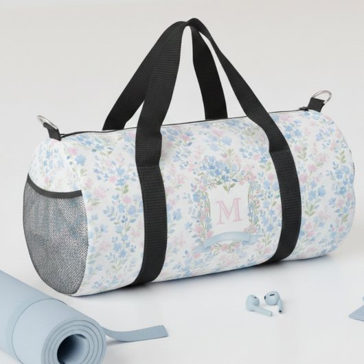 Personalisierte Blumenmonogramm-Tasche Duffle Bag
