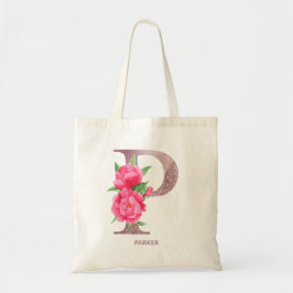 Personalisierte Blumenmonogramm-Tasche mit dem Buc Tragetasche