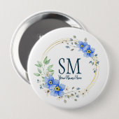Personalisierte Blumenmonogramm Wildblumen Button (Vorne & Hinten)